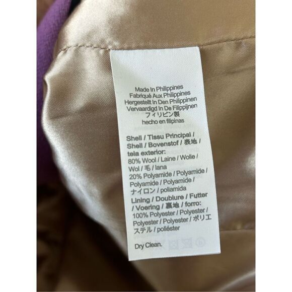 J.Crew Italian Stadium Cloth By Nello Gori Wool Blend Cocoon Coat Purple Size 2 - Picture 7 of 7